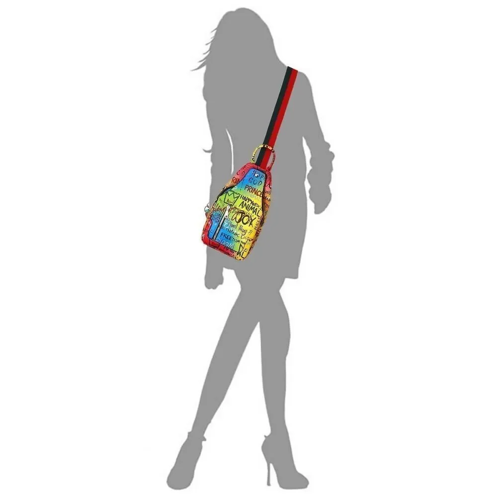 Women's Fashionable Multi Graffiti Sling Backpack, Multipurpose Crossbody